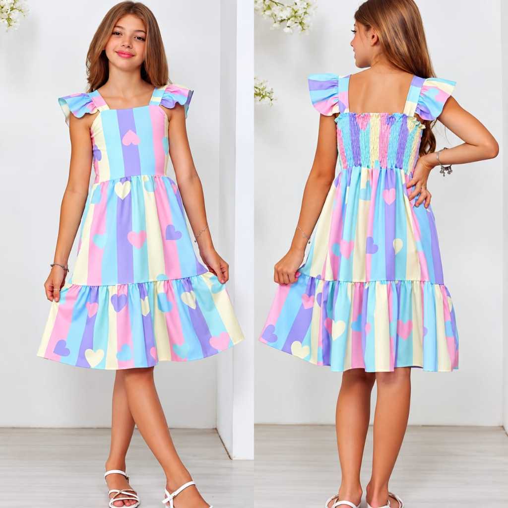 vestido curto  manga regata infaltil juvenil meninas