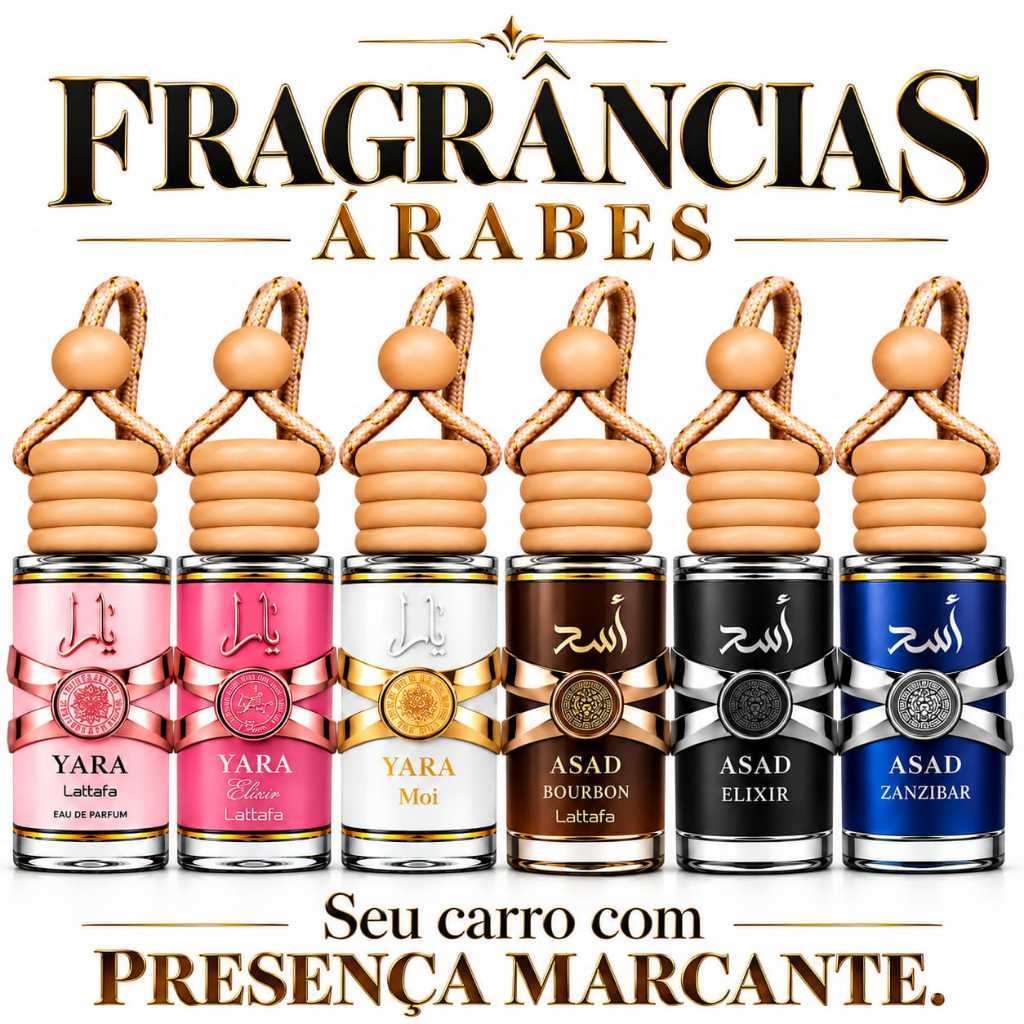 Kit 6 Unidades Cheirinho Árabe para Carro Aromatizador Automotivo – Ideal para Uber – Fragrâncias Marcantes