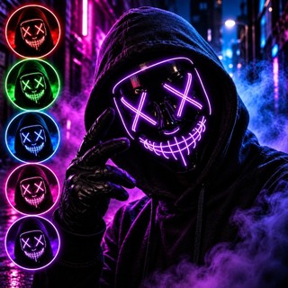 Máscara Led Neon Fantasia Cosplay Halloween Carnaval Festa