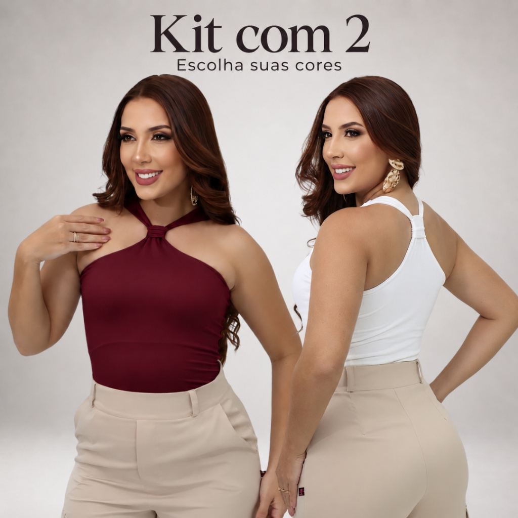 Kit 2 Blusas Suede Feminina 2 Formas de Uso Versátil Elegante Moda Blogueira Básico Confortável Multiuso