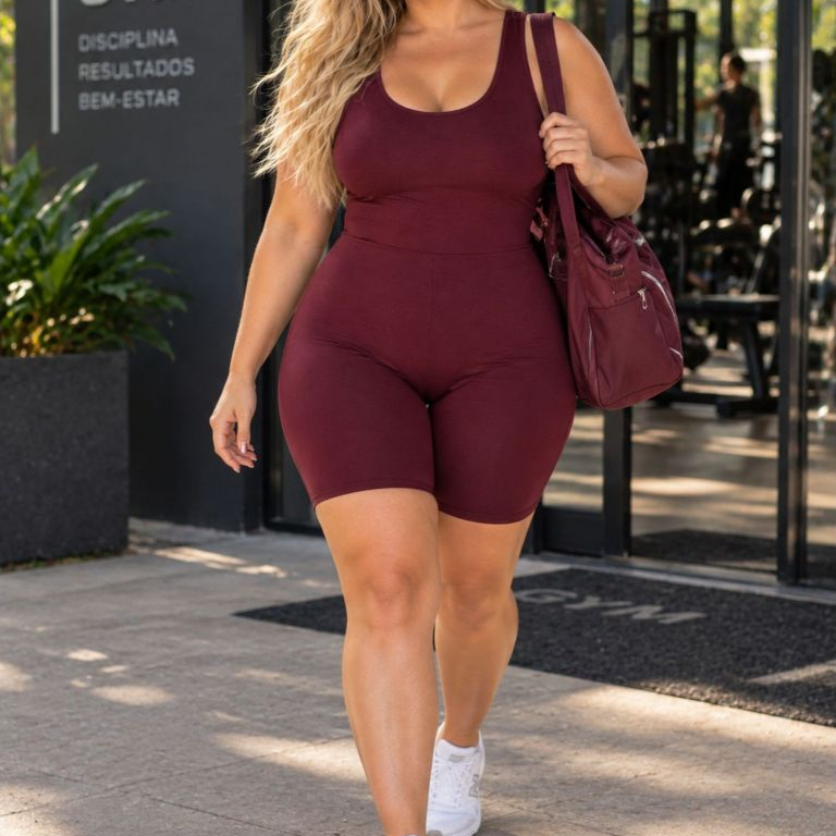 Macaquinho Fitness Plus Size Feminino Suplex Alça Larga Bermuda Suzana — imagem 2 de 2