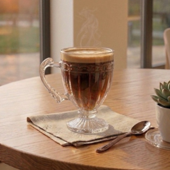 Jogo de Xícaras Caneca 200ml Transparente e Âmbar Para Capuccino Chá Café