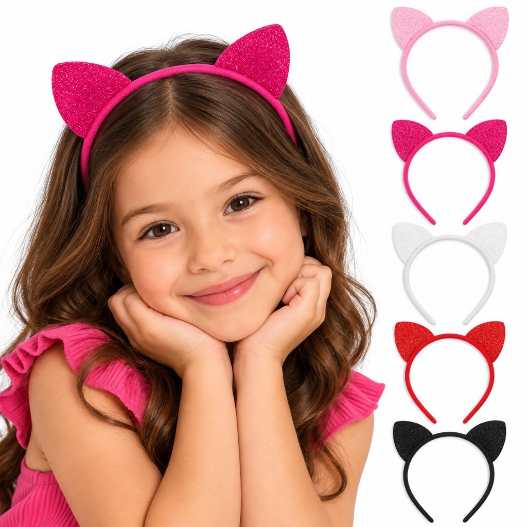 01 Tiara Arco Gatinha Infantil Criança Festa Fantasia Carnaval Halloween