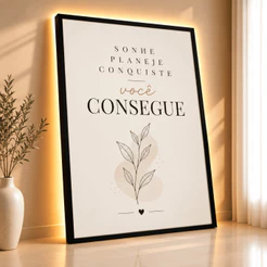 Quadro Decorativo Sonhe Planeje Conquiste Você Consegue Frase Motivacional Escritório Moderno