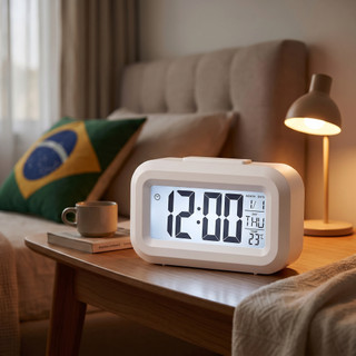 Relógio Digital De Mesa Com Despertador Temperatura Data Luz Led Quarto Escritório
