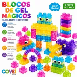 Blocos de Montar Magic Gummy Bloc 40 Peças Squishy Coloridos Brinquedo Educativo Criativo Infantil