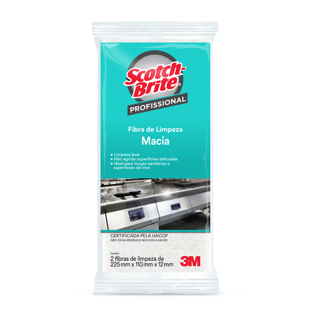 Fibra Limpeza Branca Macia 3M Scotch Brite Pacote 2 Unidades Vidros Inox Utensílios