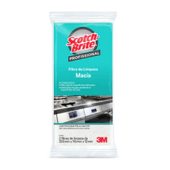 Fibra Limpeza Branca Macia 3M Scotch Brite Pacote 2 Unidades Vidros Inox Utensílios