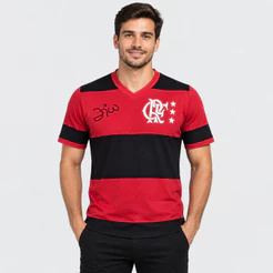 Camisa Flamengo Zico Retrô Libertadores Masculina - Preto e Vermelho