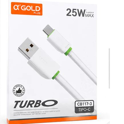 Cabo USB Tipo C 2.4a Cabo Rápido 1 Metro TURBO Iphone/Android carregador resistente