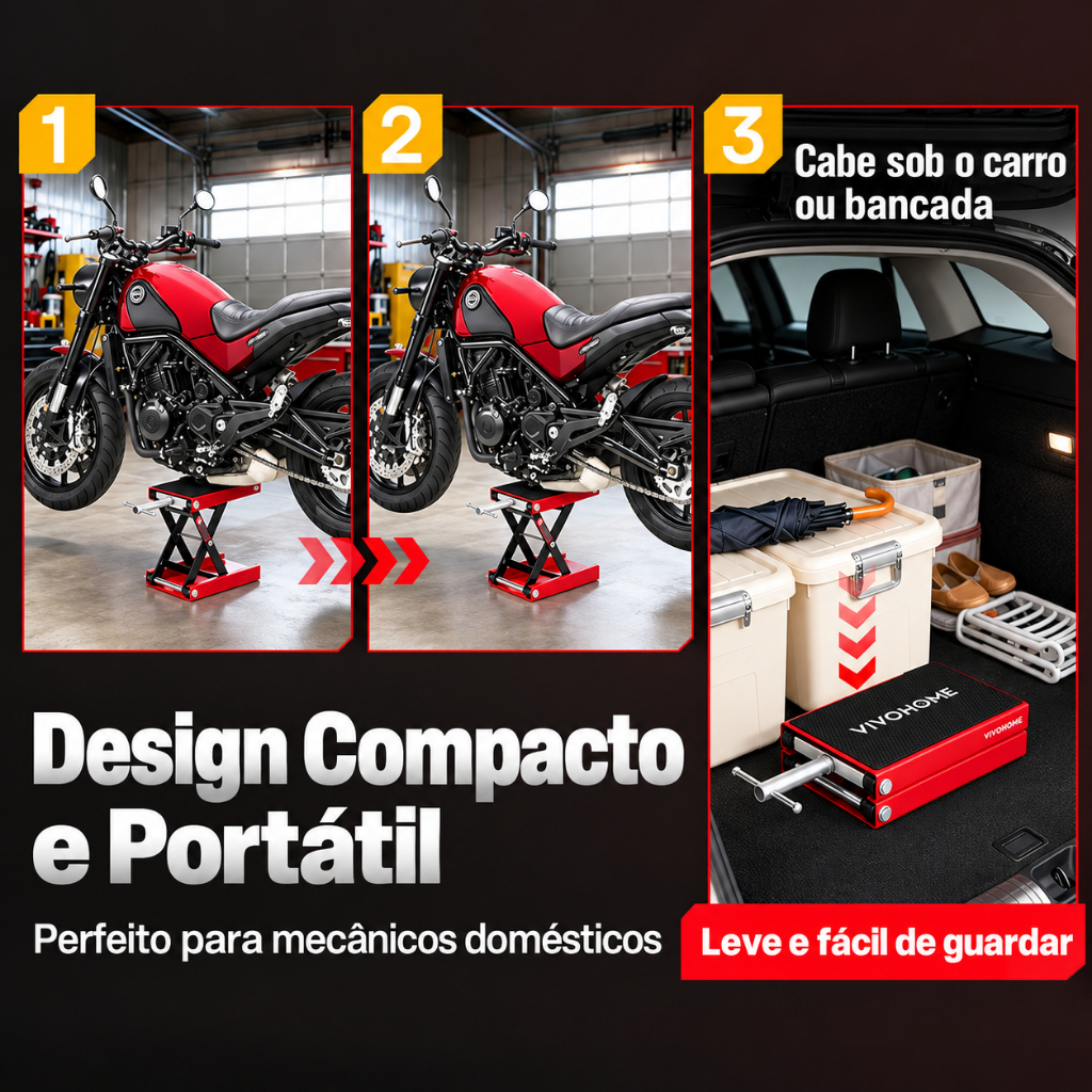Macaco Plataforma Elevação Moto 500kg 1100lbs - Suporte Levantamento para Garagem e Oficina — imagem 2 de 2