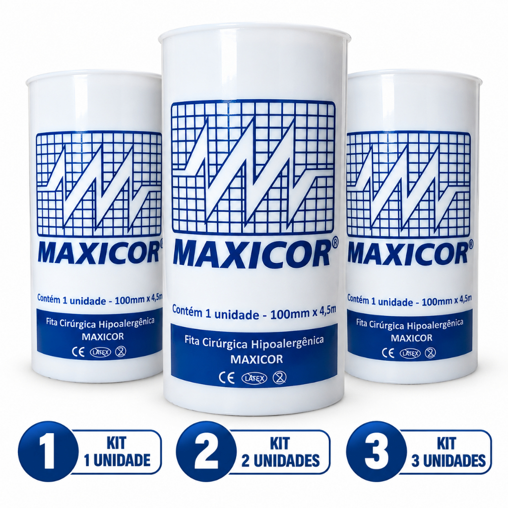 Micropore Fita Cirúrgica Microporosa Hipoalergênica 10cmx4,5m Branca Maxicor Fixação Curativo Sonda