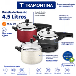 Panela de Pressão Tramontina 4,5 e 6,0 Litros com Fechamento Externo Antiaderente Starflon Max Vancouver