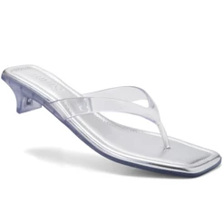 Tamanco de Dedo Feminino Lumiss Jelly Tira Transparente Salto Baixo Bico Quadrado Confortável Blogueira