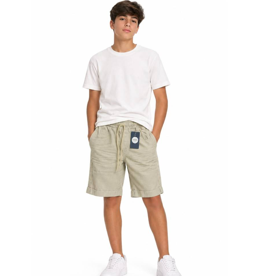 Bermuda elástico cordão jeans infantil masculina com elastano Tam 10,12,14 e 16 anos.