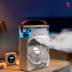 Mini Ventilador E Umidificador Portátil USB Led Com Reservatório E Alça