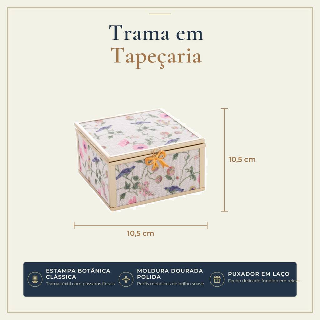Porta Joias Blossom Garden Dourado Metal 10x11x5,5cm Caixa Organizadora Anéis Brincos Colar Decorativo Presente Feminino · foto 2