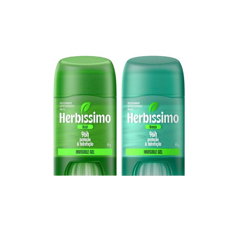 Kit Desodorante Antitranspirante Herbíssimo Invisible Gel Rush + Breeze