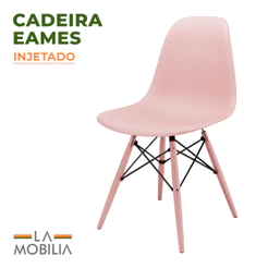 Cadeira Eames Rosa em Polipropileno para Home Office Penteadeira Quarto e Sala