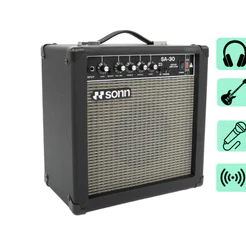 Caixa de som Amplificada Cubo SONN SA-30BT 30W RMS Bluetooth Bivolt para Violão e Guitarra com Alto-Falante 6,5"