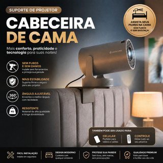 Suporte para Projetor Para Cabeceira Encosto de Cama / Instalação fácil / Sem Buracos