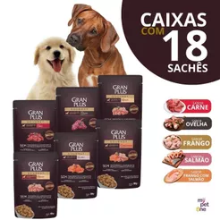 Ração Úmida Sachê GranPlus Gourmet Para Cachorros Sabores Diversos Caixa 18 Unidades