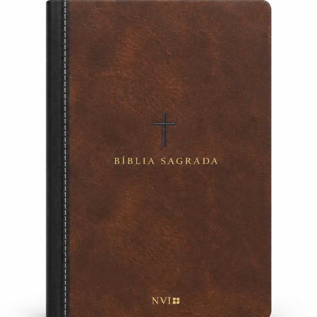 Bíblia Sagrada | NVI | Letra Normal | Capa Dura com Fitilho | Capa Luxo Cruz Marrom