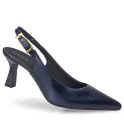 Scarpin Feminino Slingback Salto Fino Médio Com Fivela No Cabedal Elegante E Social 028