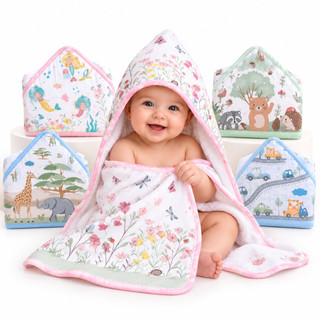 Toalha de Bebê Soft 2 Camadas com Capuz estampado Papi