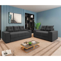 Conjunto Sofá 3 e 2 Lugares Suede Chamego II Flash