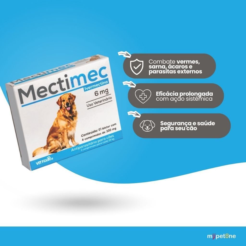 Mectimec Ivermectina Para Cães Antipulgas Carrapatos, Pulgas, Sarnas Pequenos Médios e Grandes Vet Farmos — imagem 2 de 2