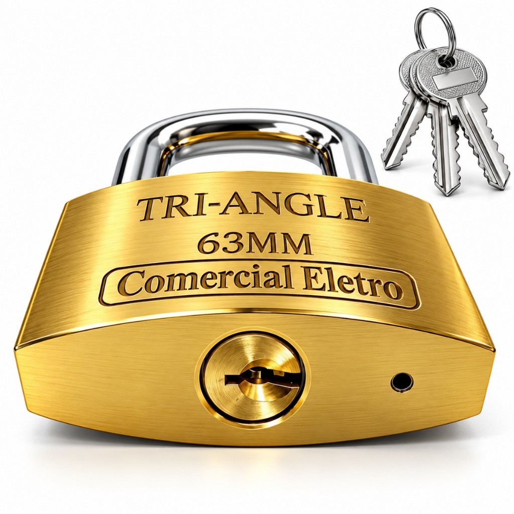 Cadeado Grande 63mm Proteção Antifurto Resistente Robusto Triangle Com 3 Chaves Cadeado Triangle