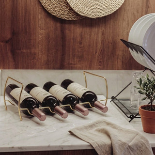 Suporte De Vinhos Adega Horizontal Empilhável Dourado Viena Bel Para 4 Garrafas/8 Garrafas