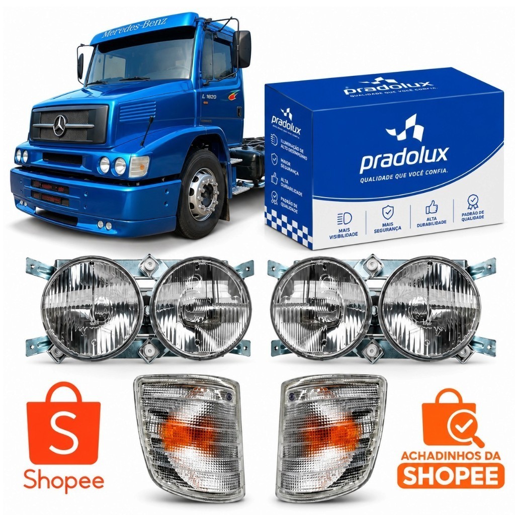 Kit Farol Duplo Mb 1620 1318 1418 1938 2638 C/ Pisca Cristal