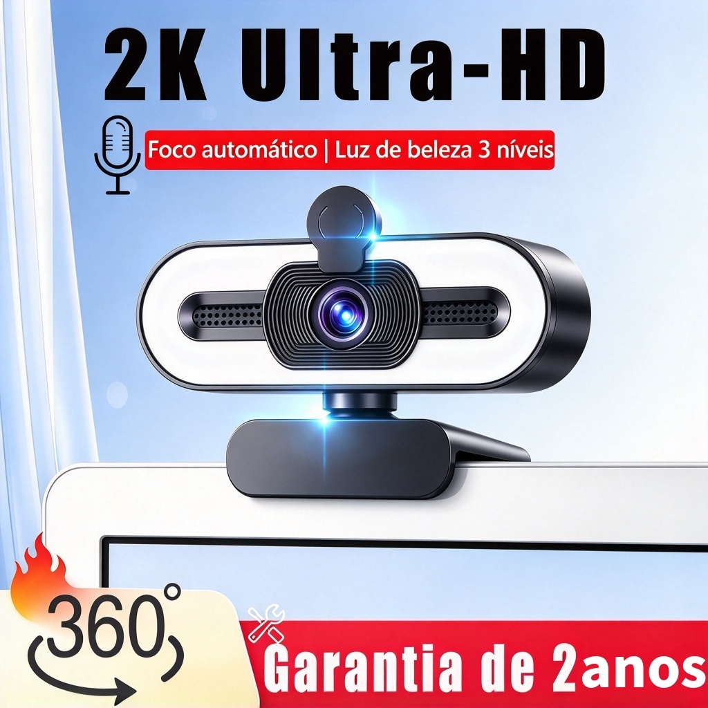 Webcam with Microphone Full HD 1080p 360 Rotatable° Angle Adjustment With a Fill Light for PC Laptop and Home Office