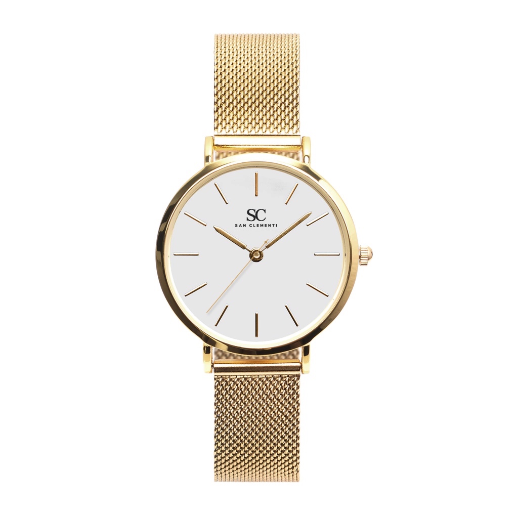 Relógio Feminino Dourado Analógico 32mm Aço Inoxidável Verona San Clementi Original Sofisticado Elegante