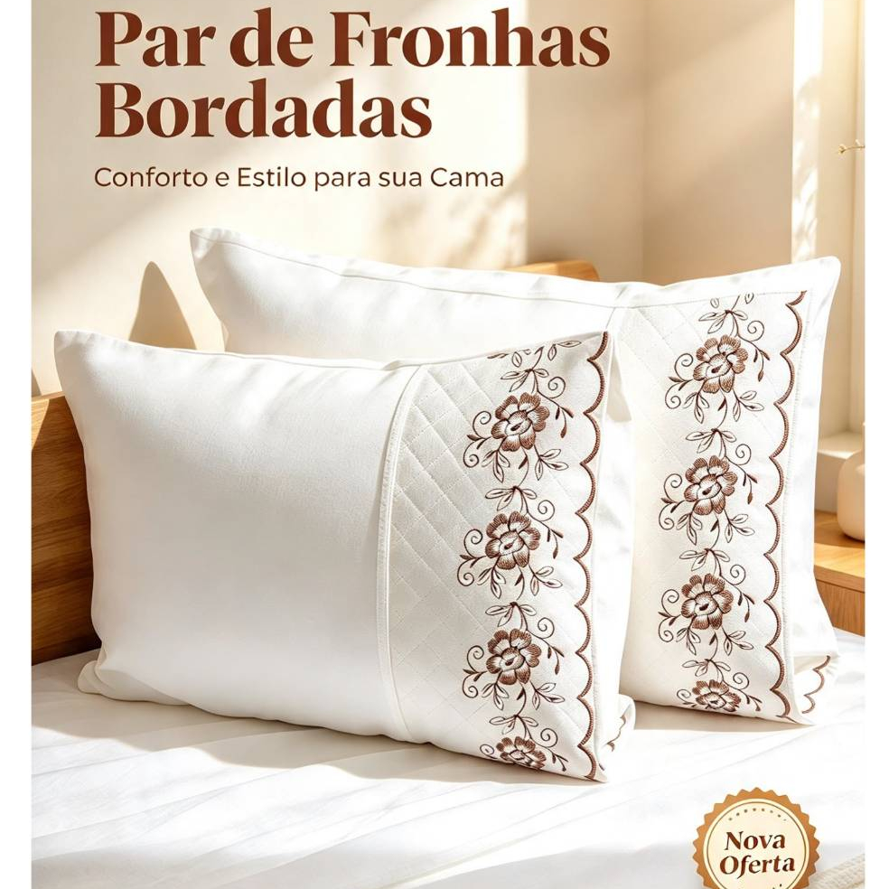 Par De Fronha Bordada 400 Fios Micropercal Diamante