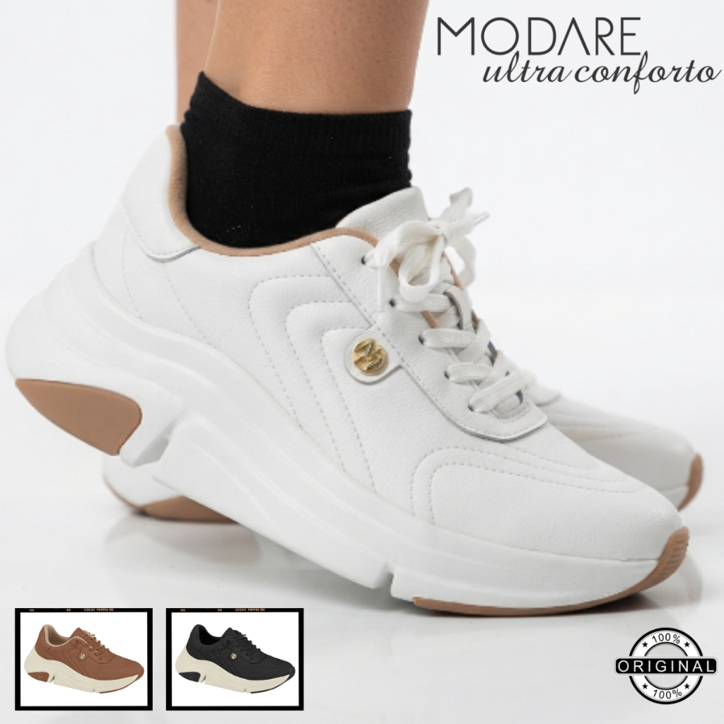 Tênis Modare Feminino Plataforma Ortopédico Ultra Confortável Moda Calce Fácil Lançamento Leve 7401.104 Original