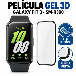 Película de Gel 3D para Samsung Galaxy Fit 3 SM-R390 Proteção de Tela TPU Flexível Borda Preta
