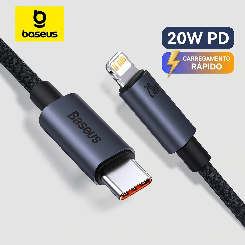 CaboTurbo Iphone Baseus Reforçado Tipo C Lightning 20W – Carregamento Rápido e Dados