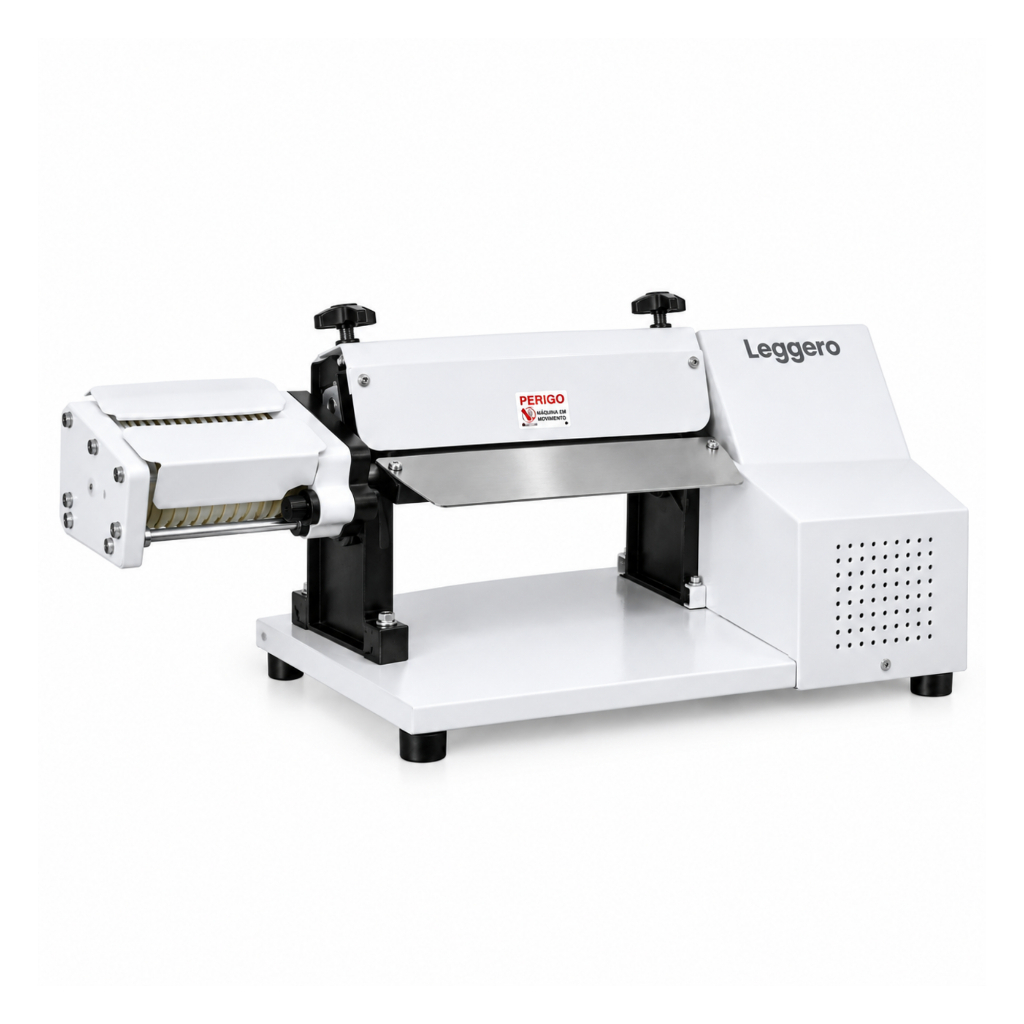 Cilindro Laminador Elétrico 28cm Massas Pão Cortador Talharim Branco Leggero