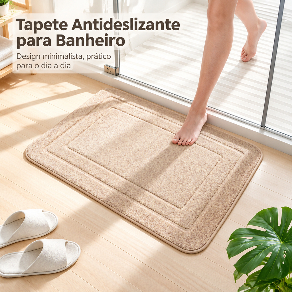 Tapete de Banheiro Veludo Coral 60x40cm Absorvente Antiderrapante, Tapete Macio para Box Banheiro