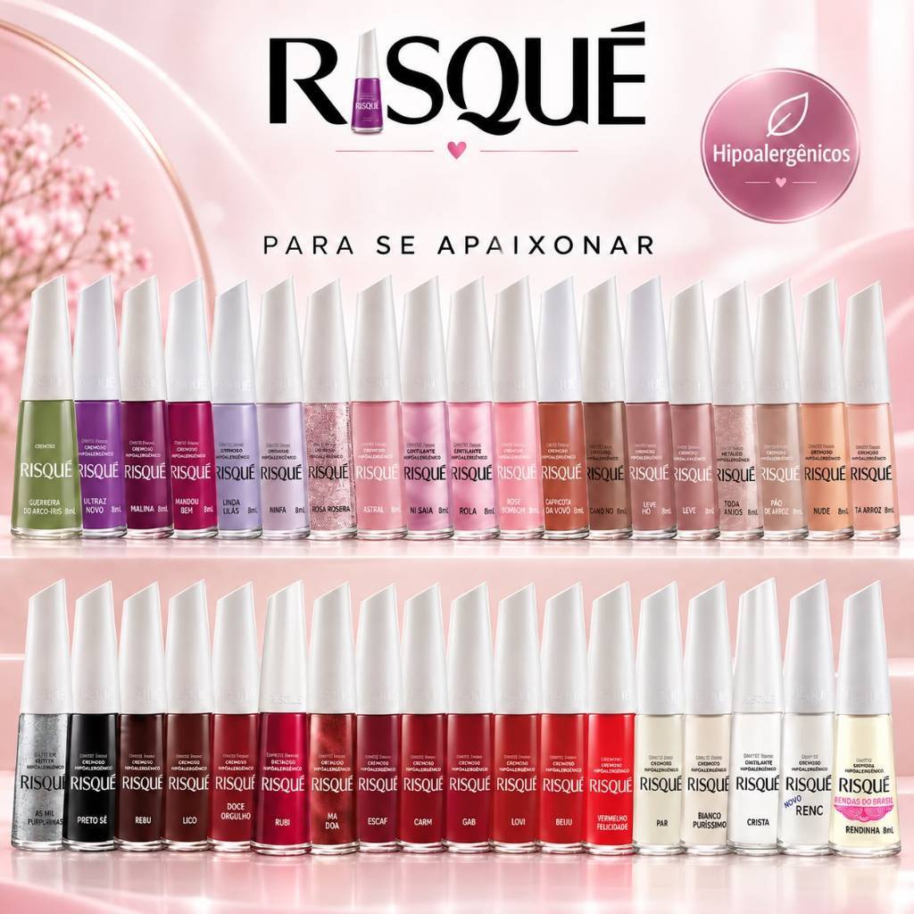 Risqué Kit Esmaltes Diferentes Sortidos Hipoalergenicos Atacado