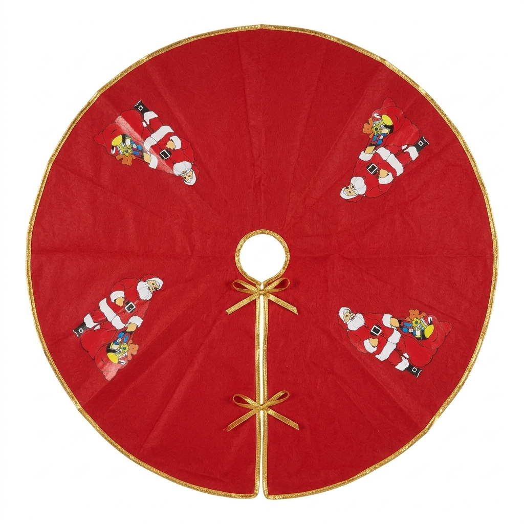Saia Tapete Para Árvore De Natal Papai Noel Vermelha 90 Cm Tecido