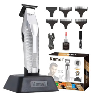 Máquina de Corte Kemei KM3023-702 C/base visor digital 5W Bivolt Sem fio aparador de barba e cabelo