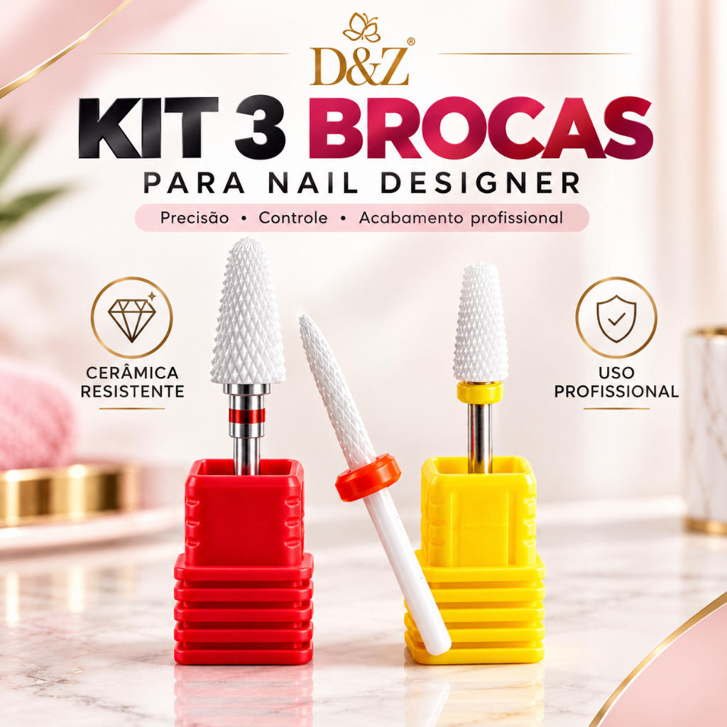 Brocas de Cerâmica kit com 3 D&Z Para Motor de Unhas Nail Drill