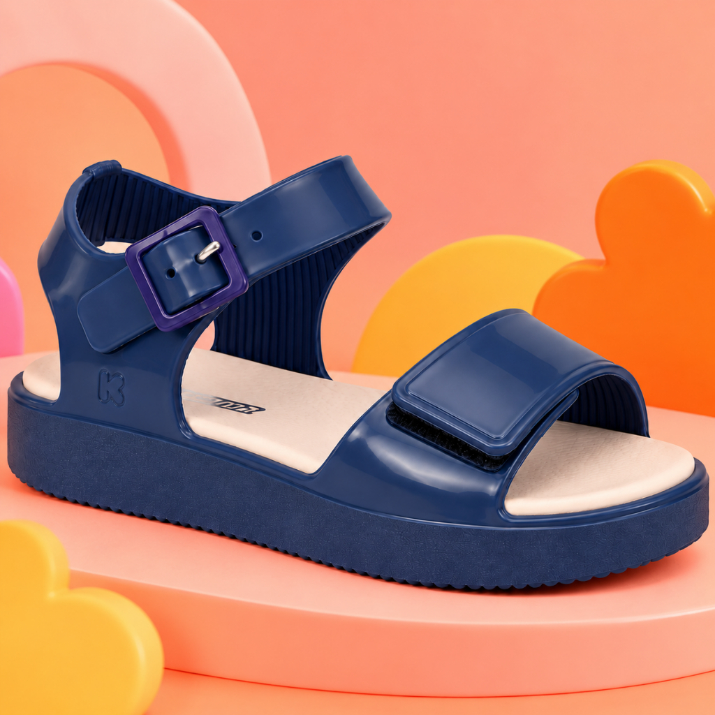 Sandália Papete Bebê Mar e Cor Summer Marinho Menina Delicada Confortável Super Leve