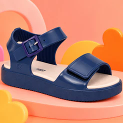 Sandália Papete Bebê Mar e Cor Summer Marinho Menina Delicada Confortável Super Leve