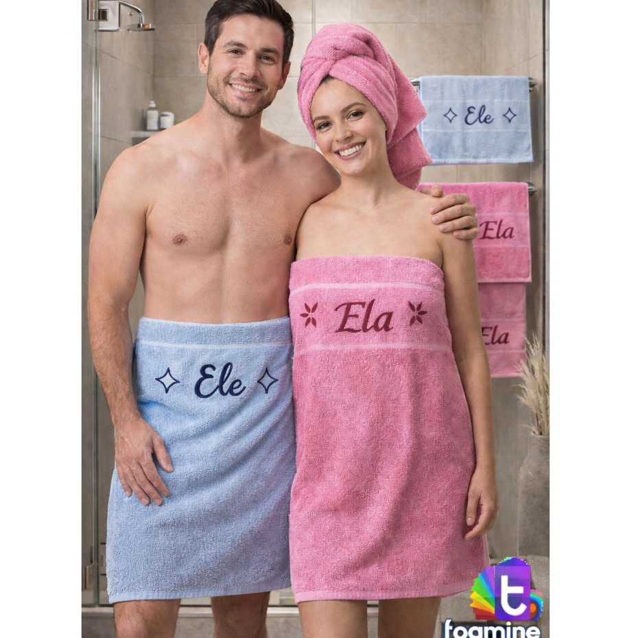 KIT COM 2 e 4 Jogos de Banho e Rosto Ele, Ela e Eu & Você – Perfeito para Casais!