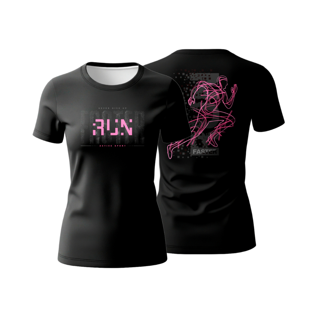 Camiseta Dry-Fit Corrida Proteção UV50+ Camisa Feminina Baby Look Esportiva Running Correr Academia Treino